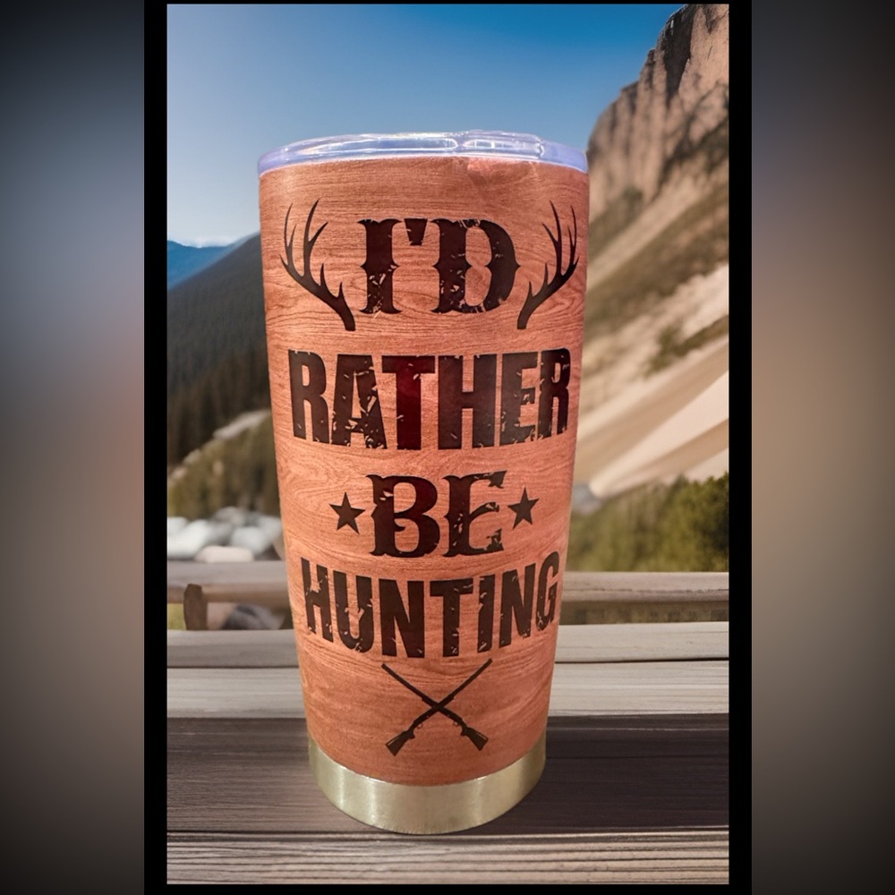 I’d Rather Be Hunting”: Brown Hunting-Themed 20oz Tumbler NWOT : New Used
